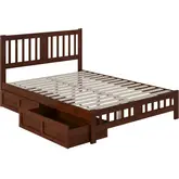 Tahoe Queen Bed with Footboard & 2 Drawers in Walnut Finish