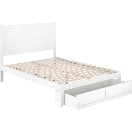 NoHo Queen Bed with Foot Drawer in White Finish