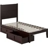 NoHo Twin Bed with 2 Drawers in Espresso Finish Wood