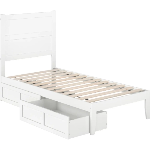NoHo Twin Bed with 2 Drawers in White Finish
