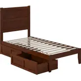 NoHo Twin Bed with 2 Drawers in Walnut Finish