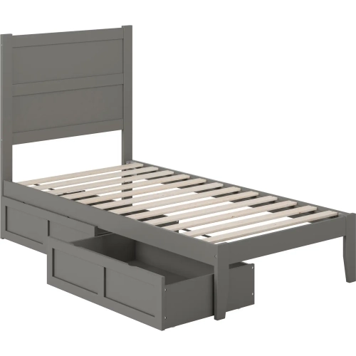 NoHo Twin Bed with 2 Drawers in Grey Finish