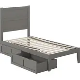 NoHo Twin Bed with 2 Drawers in Grey Finish