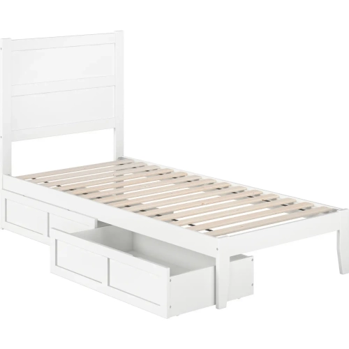 NoHo Twin XL Bed with 2 Drawers in White Finish