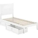 NoHo Twin XL Bed with 2 Drawers in White Finish