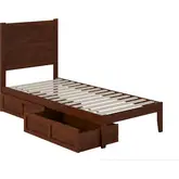 NoHo Twin XL Bed with 2 Drawers in Walnut Finish