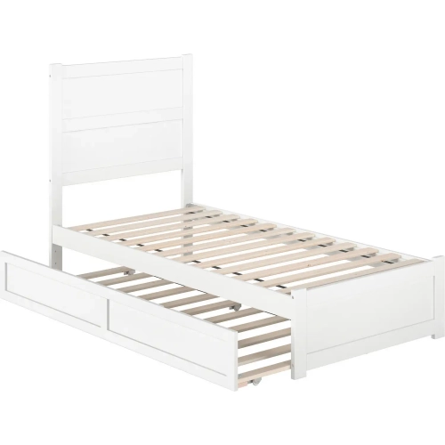 NoHo Twin Bed with Footboard & Twin Trundle in White Finish