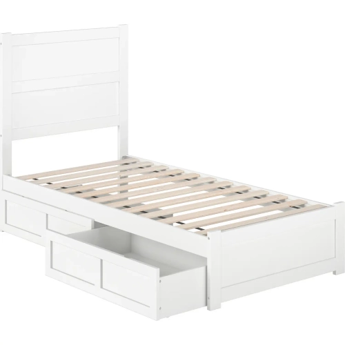 NoHo Twin Bed with Footboard & 2 Drawers in White Finish