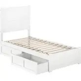 NoHo Twin Bed with Footboard & 2 Drawers in White Finish