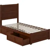 NoHo Twin Bed with Footboard & 2 Drawers in Walnut Finish