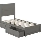 NoHo Twin Bed with Footboard & 2 Drawers in Grey Finish