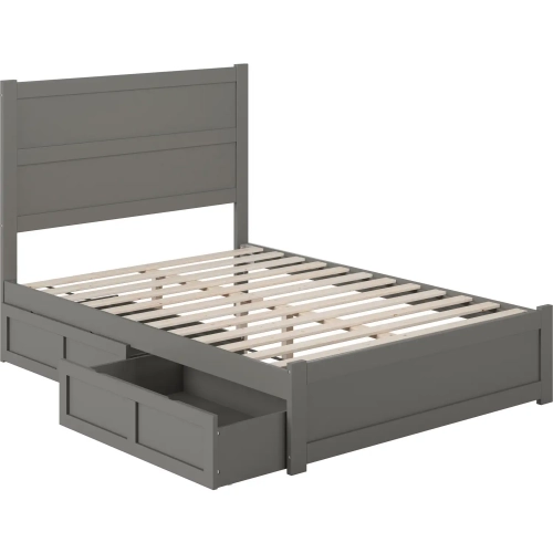 NoHo Full Bed with Footboard & 2 Drawers in Grey Finish