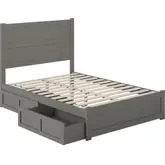 NoHo Full Bed with Footboard & 2 Drawers in Grey Finish