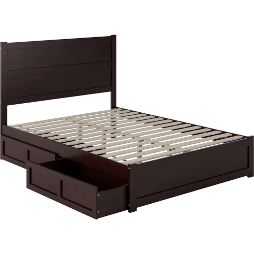 NoHo Queen Bed with Footboard & 2 Drawers in Espresso Finish Wood