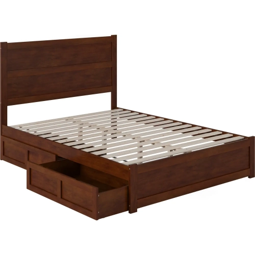 NoHo Queen Bed with Footboard & 2 Drawers in Walnut Finish