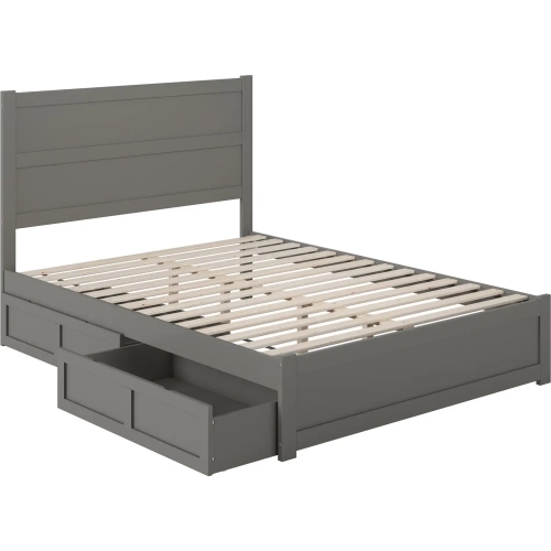 NoHo Queen Bed with Footboard & 2 Drawers in Grey Finish