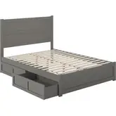 NoHo Queen Bed with Footboard & 2 Drawers in Grey Finish