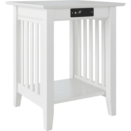 Mission Printer Stand with Charger in White