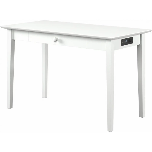 Shaker Desk with Drawer & Charging Station in White