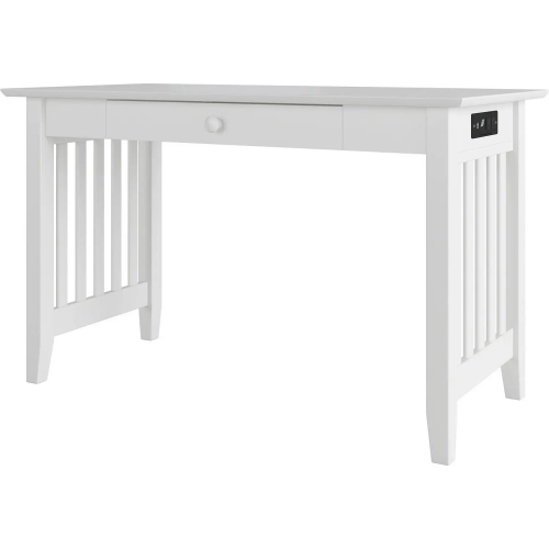Mission Desk with Drawer & Charger with White