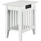 Mission Chair Side Table in White with Charger Station