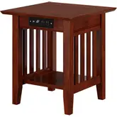 Mission End Table with Charger in Walnut