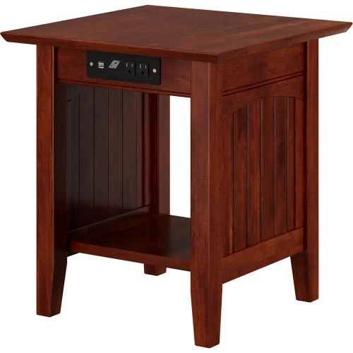 Nantucket End Table with Charger in Walnut