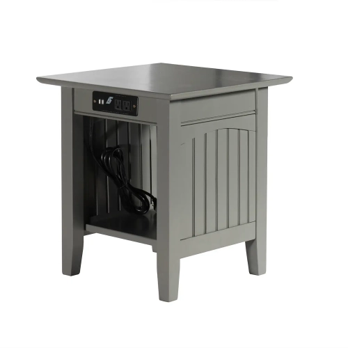 Nantucket End Table with Charger in Atlantic Grey