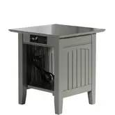 Nantucket End Table with Charger in Atlantic Grey