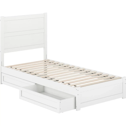 Aveline Twin XL Platform Bed & Storage Drawers in White Finish Wood