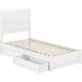 Aveline Twin XL Platform Bed & Storage Drawers in White Finish Wood