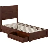 Aveline Twin XL Platform Bed & Storage Drawers in Walnut Finish Wood