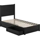 Aveline Twin XL Platform Bed & Storage Drawers in Black Finish Wood
