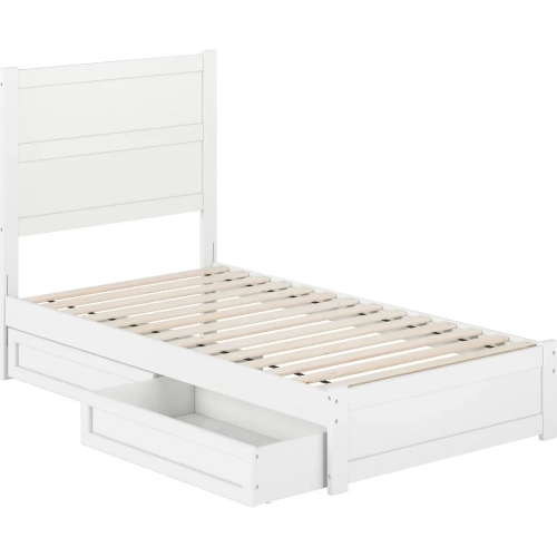 Aveline Twin Platform Bed & Storage Drawers in White Finish Wood