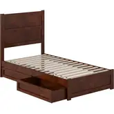 Aveline Twin Platform Bed & Storage Drawers in Walnut Finish Wood