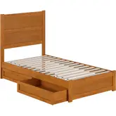 Aveline Twin Platform Bed & Storage Drawers in Light Toffee Finish Wood