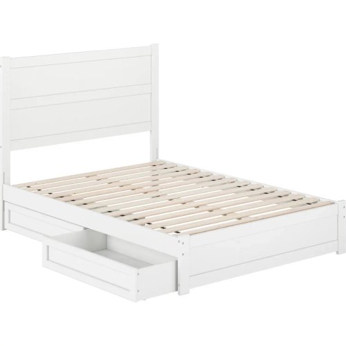 Aveline Full Platform Bed & Storage Drawers in White Finish Wood