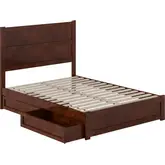 Aveline Full Platform Bed & Storage Drawers in Walnut Finish Wood