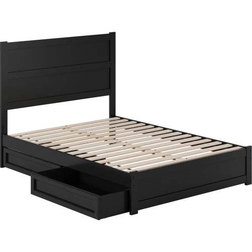 Aveline Full Platform Bed & Storage Drawers in Black Finish Wood