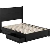 Aveline Full Platform Bed & Storage Drawers in Black Finish Wood