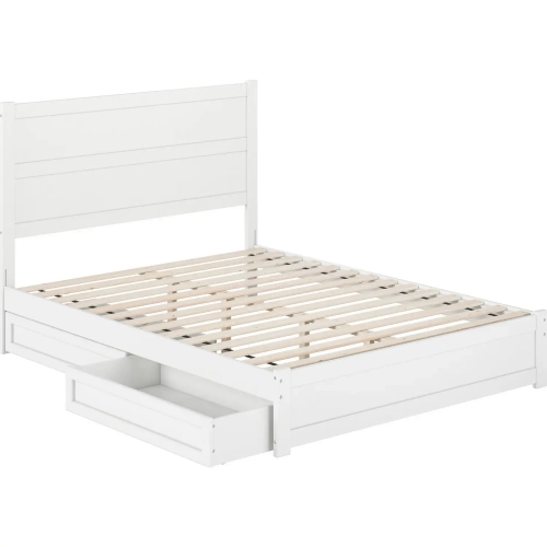 Aveline Queen Platform Bed & Storage Drawers in White Finish Wood