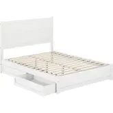 Aveline Queen Platform Bed & Storage Drawers in White Finish Wood
