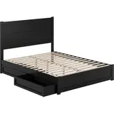 Aveline Queen Platform Bed & Storage Drawers in Black Finish Wood