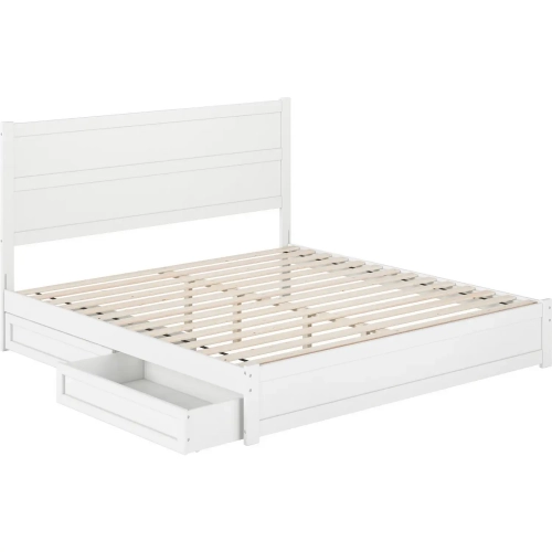 Aveline King Platform Bed & Storage Drawers in White Finish Wood