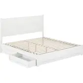 Aveline King Platform Bed & Storage Drawers in White Finish Wood