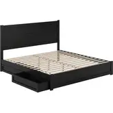 Aveline King Platform Bed & Storage Drawers in Black Finish Wood