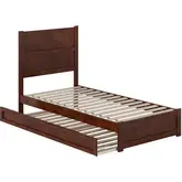 Aveline Twin XL Platform Bed & Twin XL Trundle in Walnut Finish Wood
