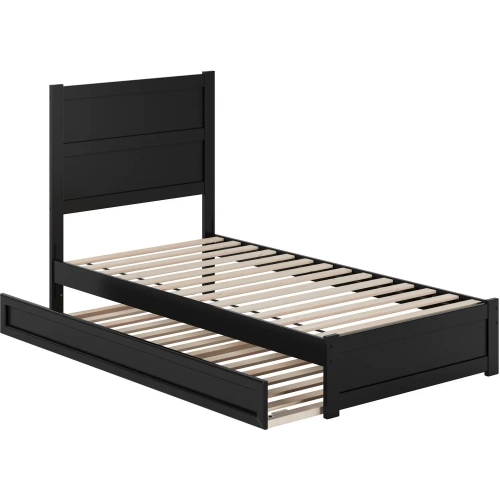 Aveline Twin XL Platform Bed & Twin XL Trundle in Black Finish Wood