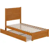 Aveline Twin XL Platform Bed & Twin XL Trundle in Light Toffee Finish Wood