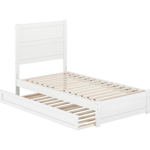 Aveline Twin Platform Bed & Twin Trundle in White Finish Wood